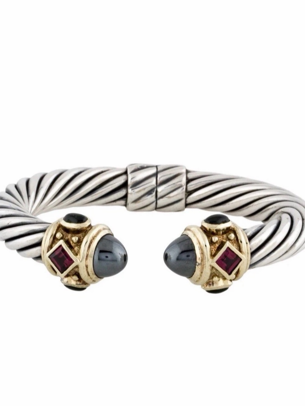 David Yurman Renaissance 10mm Hematite, Diopside, & Rhodolite Cuff Bracelet